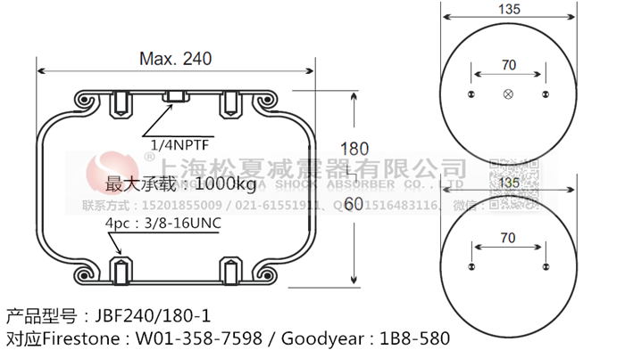 JBF240-180-1橡膠<a href='http://www.ksgig.com/' target='_blank'><u>空氣彈簧</u></a>